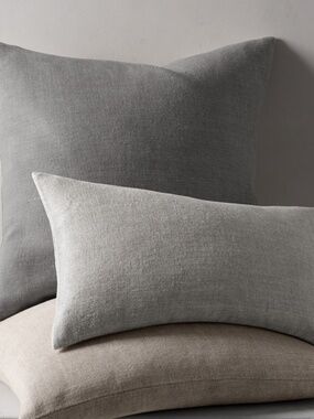 BELGIAN LINEN CROSS WEAVE KNIFE EDGE PILLOW with feather down insert